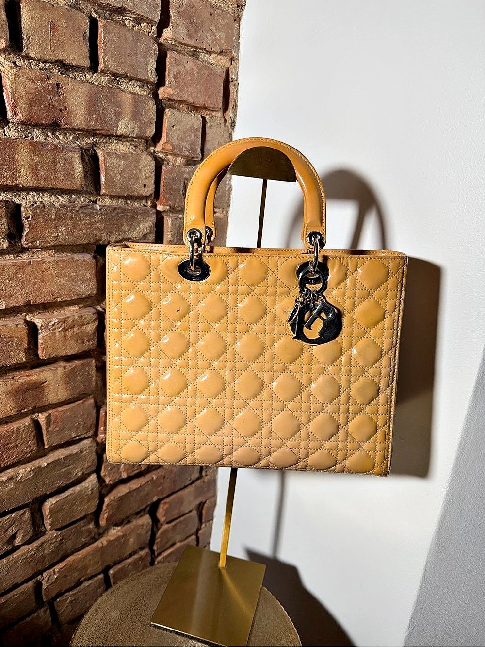 Vintage Christian Dior Lady Dior Cannage Tote — Patent Leather, w/ Strap